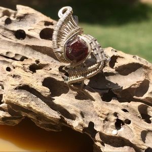Almandine Garnet Wire Wrap Hat Pin Mini 1 Inch